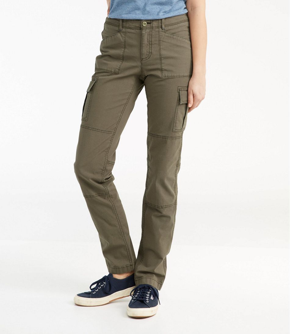 Women's Stretch Canvas Cargo Pants, Mid-Rise Straight-Leg | L.L.Bean Featured