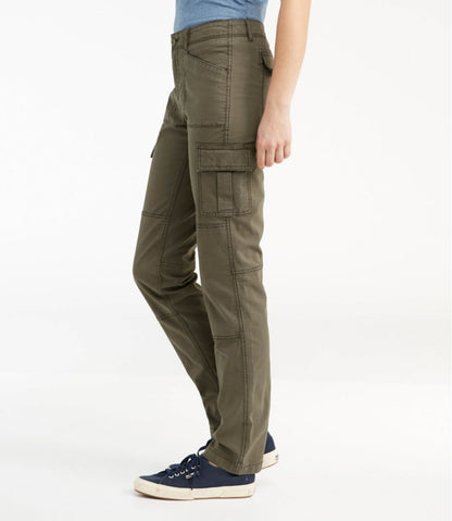 Women's Stretch Canvas Cargo Pants, Mid-Rise Straight-Leg | L.L.Bean Featured