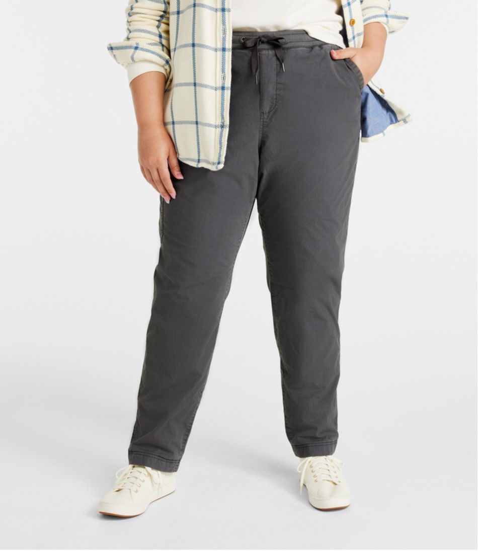 Women's Stretch Ripstop Pull-On Pants, Slim-Leg Fleece-Lined | L.L.Bean Classic