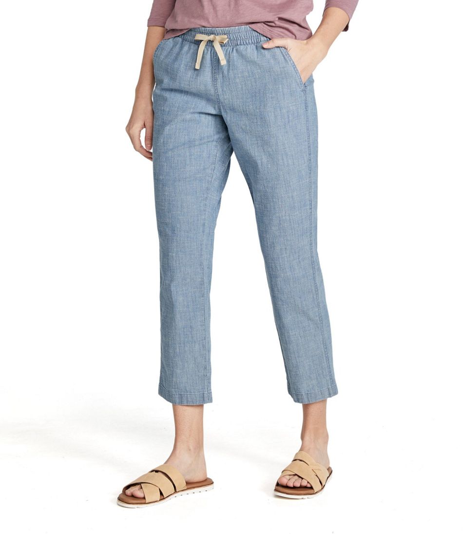 Women's Lakewashed Pull-On Chinos, Mid-Rise Chambray Ankle Pants | L.L.Bean Everyday