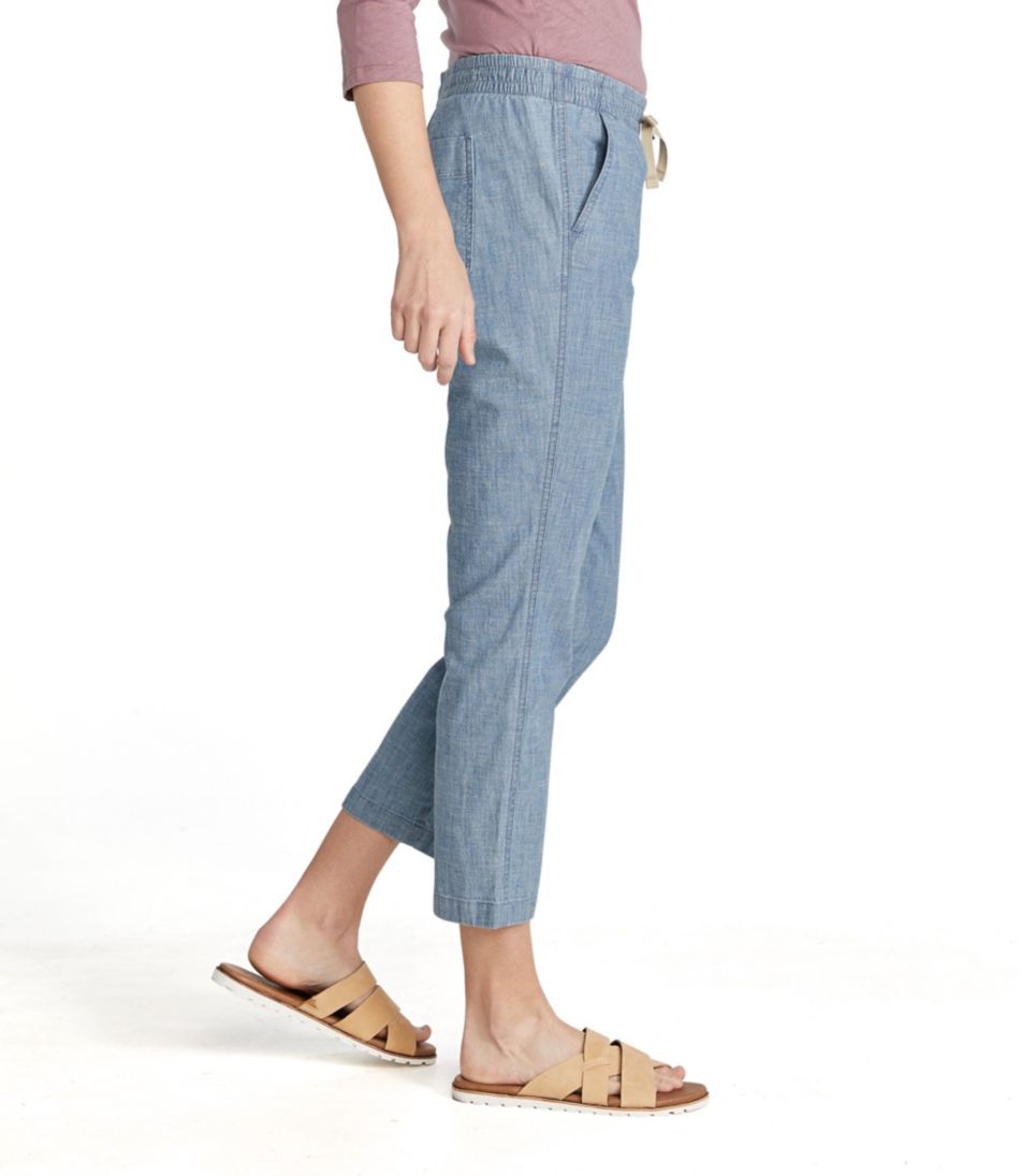 Women's Lakewashed Pull-On Chinos, Mid-Rise Chambray Ankle Pants | L.L.Bean Everyday
