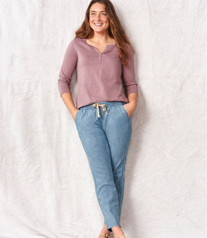Women's Lakewashed Pull-On Chinos, Mid-Rise Chambray Ankle Pants | L.L.Bean Everyday