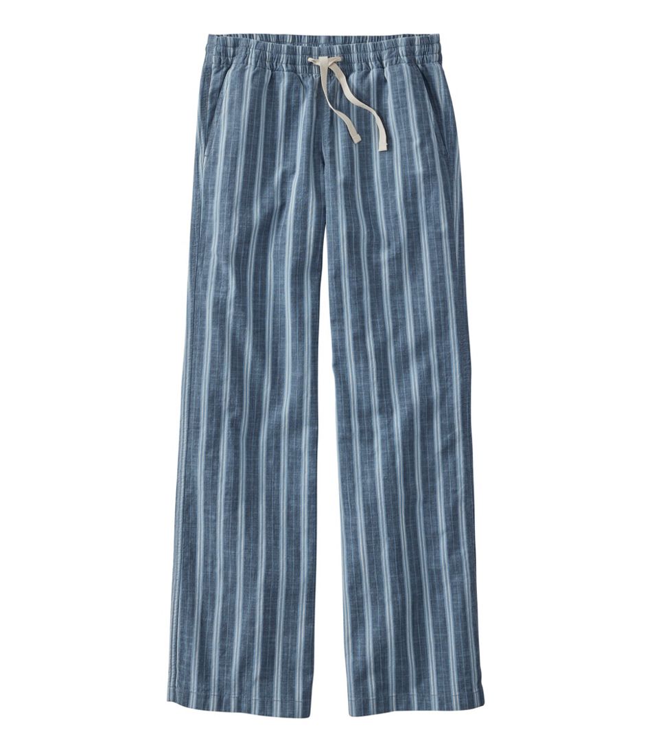 Women's Lakewashed Pull-On Chinos, Mid-Rise Wide-Leg Stripe Chambray | L.L.Bean Value