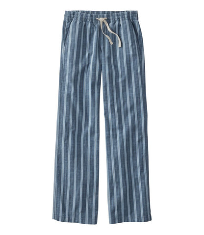 Women's Lakewashed Pull-On Chinos, Mid-Rise Wide-Leg Stripe Chambray | L.L.Bean Value