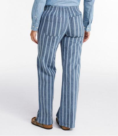 Women's Lakewashed Pull-On Chinos, Mid-Rise Wide-Leg Stripe Chambray | L.L.Bean Value