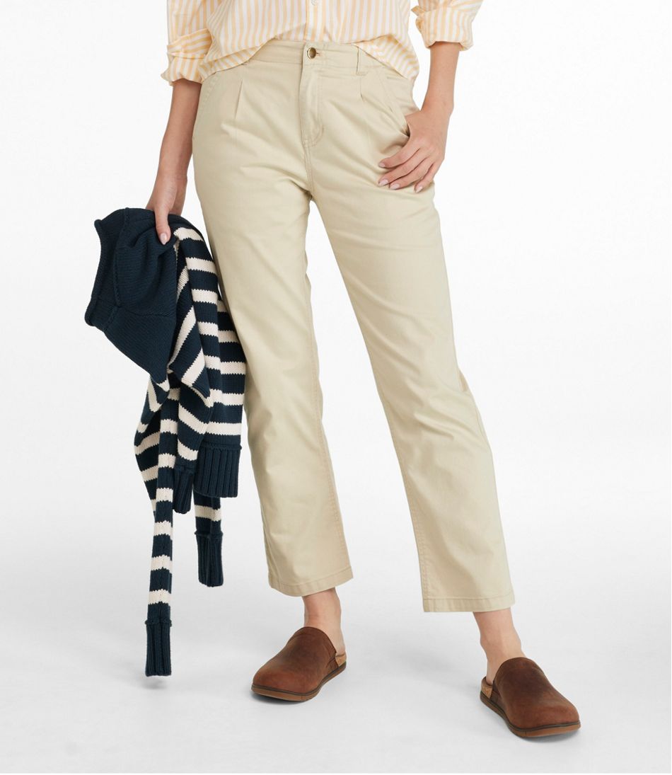 Women's Signature Easy-Cotton Pleated Chinos, Ankle | L.L.Bean Latest