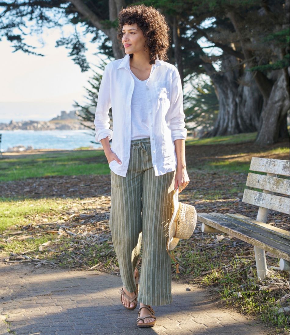 Women's Premium Washable Linen Pull-On Pants, Stripe | L.L.Bean Best Seller