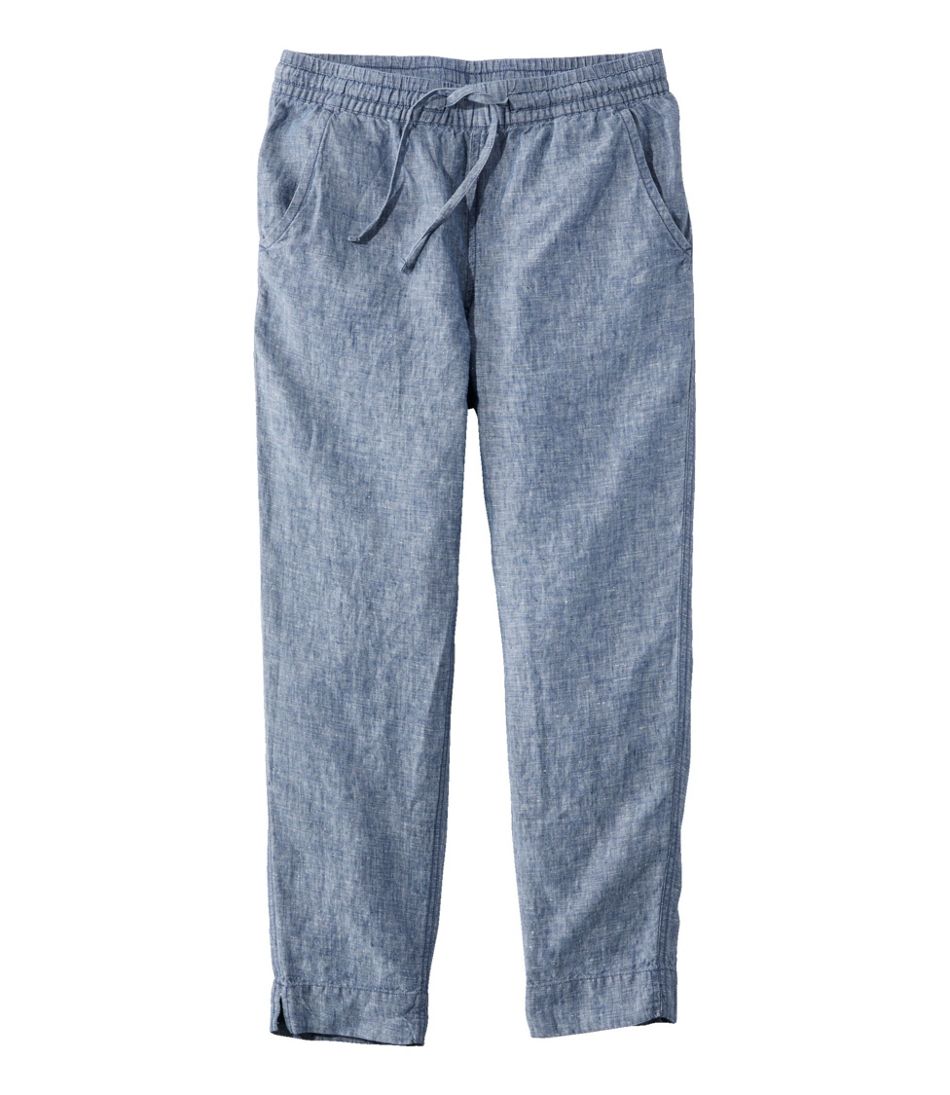 Women's Premium Linen Pull-On Ankle Pants, Mid-Rise Tapered-Leg | L.L.Bean Everyday