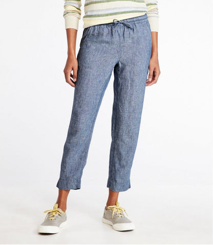 Women's Premium Linen Pull-On Ankle Pants, Mid-Rise Tapered-Leg | L.L.Bean Everyday