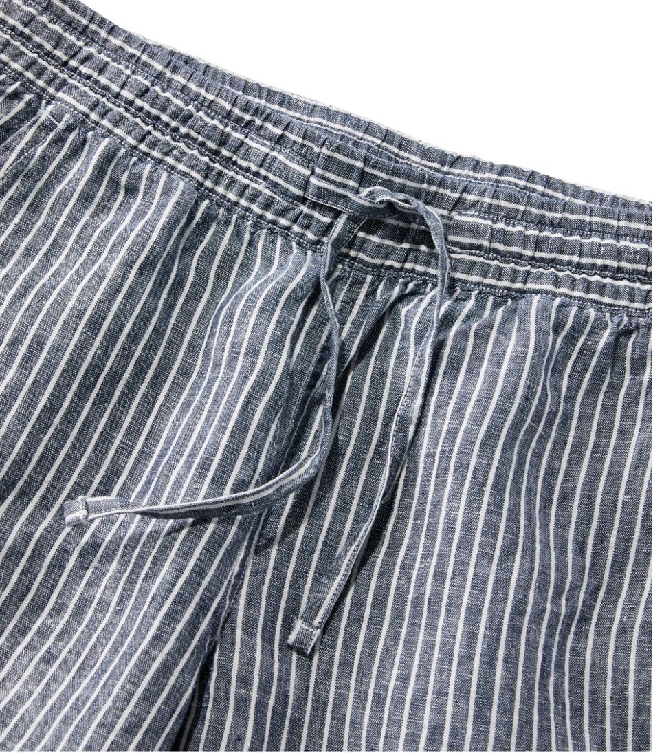 Women's Premium Linen Pull-On Ankle Pants, Mid-Rise Tapered-Leg Stripe | L.L.Bean Best Seller