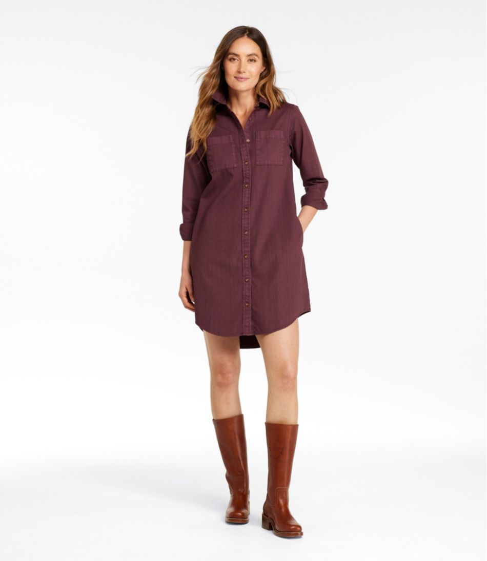 Women's L.L. Bean Heritage Washed Denim Shirt Dress, Garment-Dye | L.L.Bean Classic