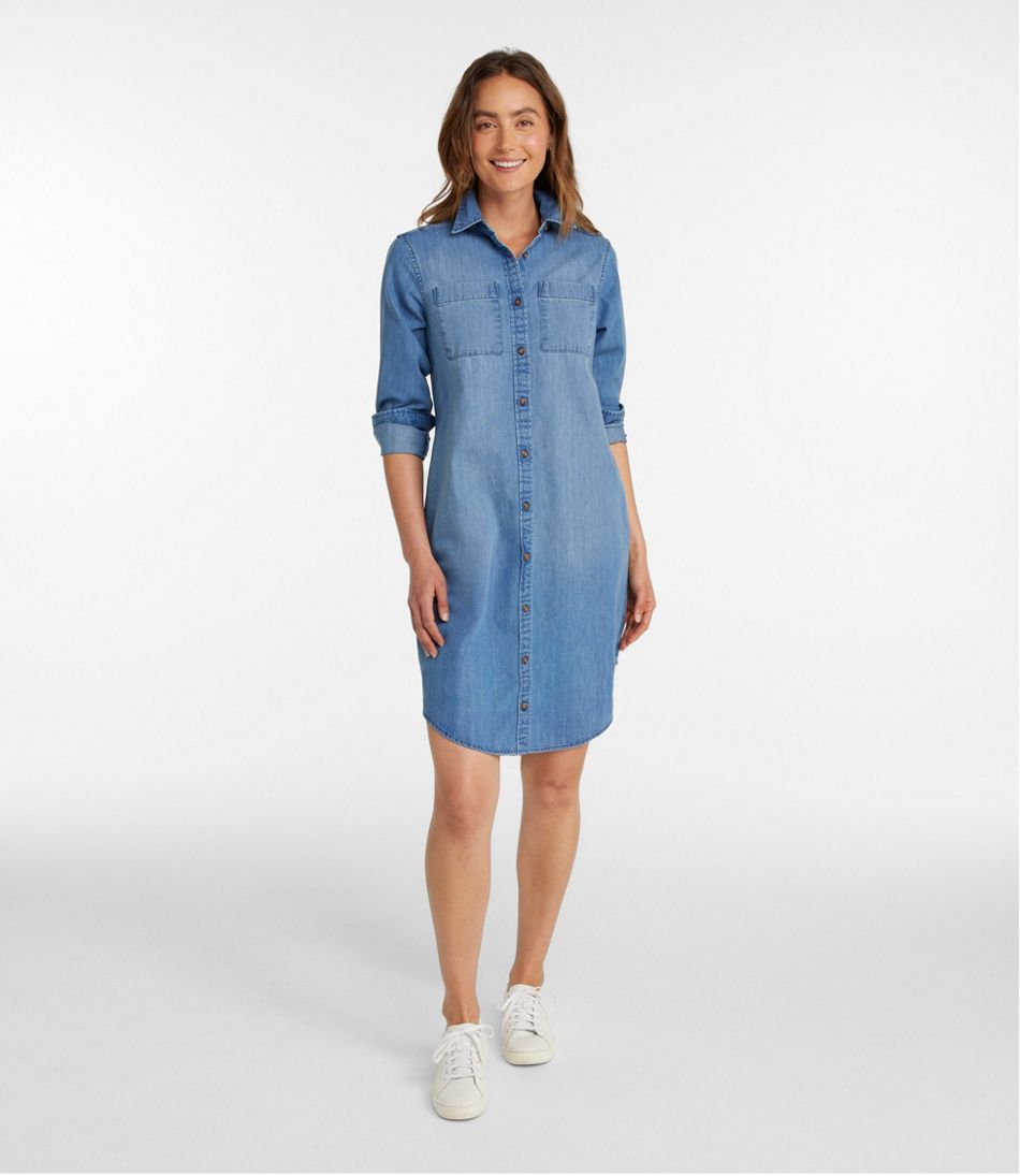Women's L.L. Bean Heritage Washed Denim Shirt Dress | L.L.Bean Essential