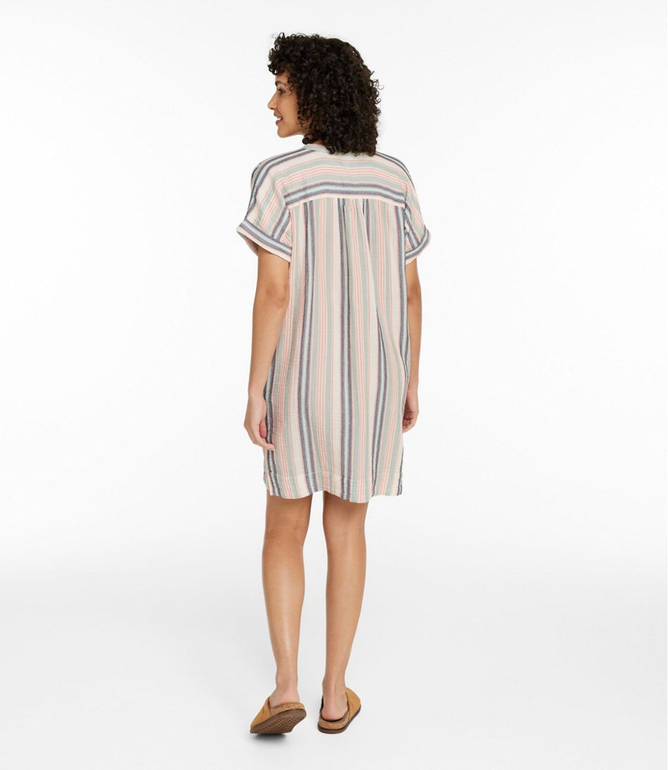 Women's Cloud Gauze Short-Sleeve Shift Dress, Stripe | L.L.Bean Trending