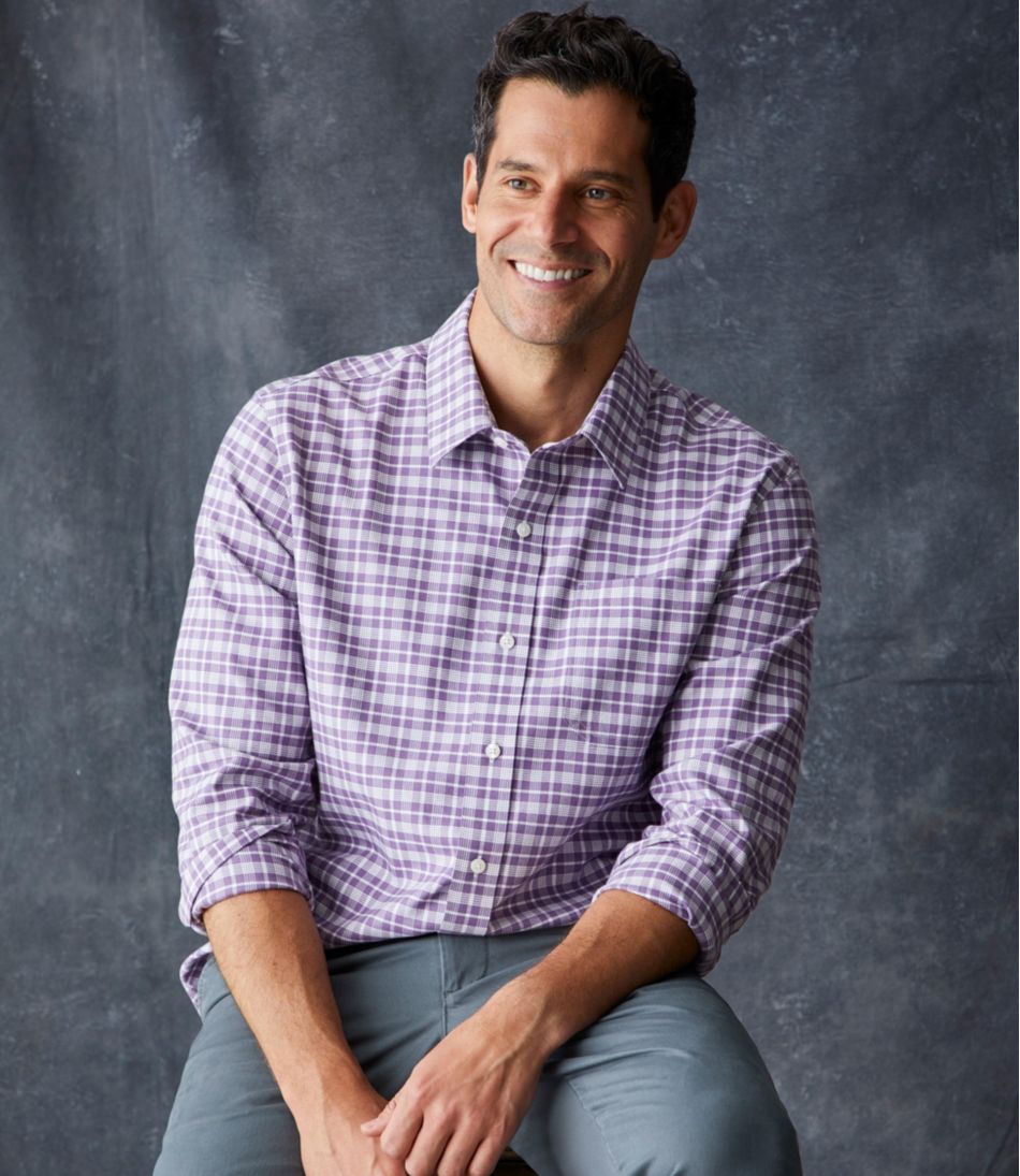 Men's Wrinkle-Free Ultrasoft Brushed Cotton Shirt, Long-Sleeve, Slightly Fitted Untucked Fit | L.L.Bean Exclusive