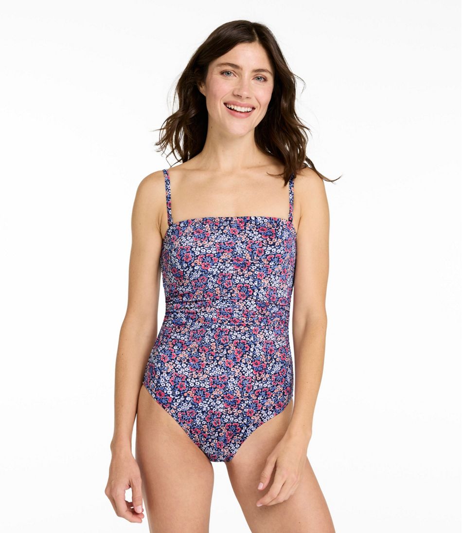 Women's Coastal Essentials Swimwear, Bandeau Tanksuit Print | L.L.Bean Trending