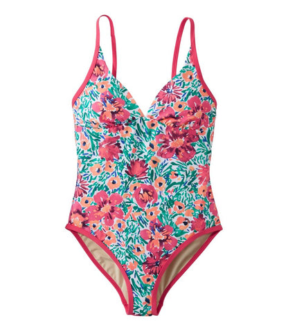 Women's Coastal Essentials Swimwear, V-Neck Tanksuit Print | L.L.Bean Classic