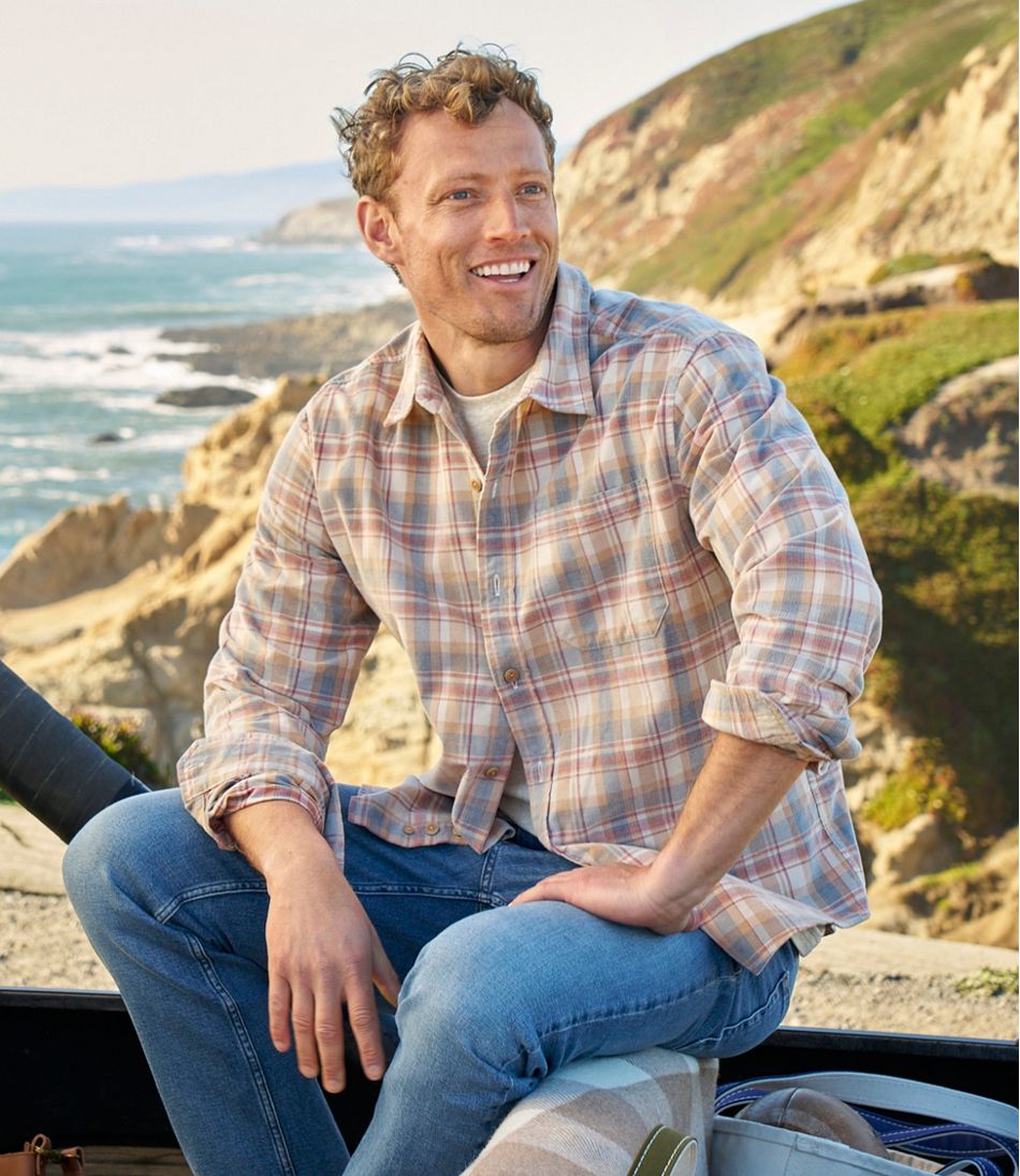 Men's Sunwashed Corduroy Shirt, Slightly Fitted Untucked Fit, Plaid | L.L.Bean Recommended