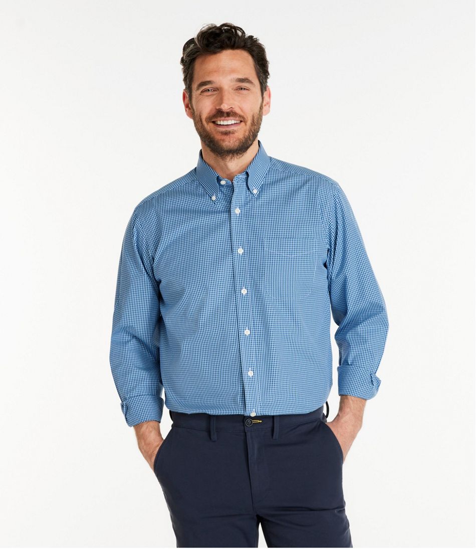 Men's Wrinkle-Free Pinpoint Oxford Cloth Shirt, Traditional Fit Tattersall | L.L.Bean Classic