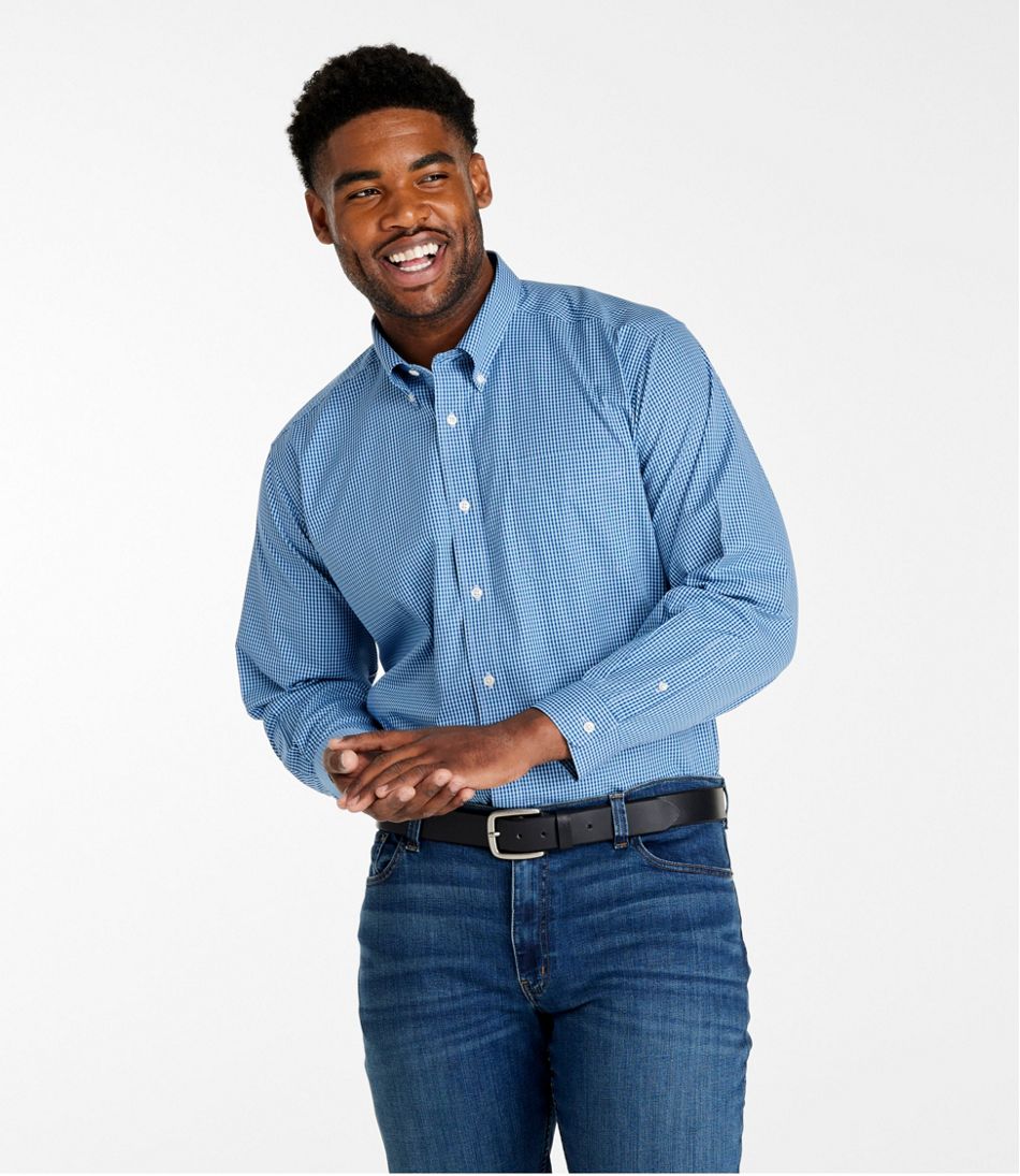 Men's Wrinkle-Free Pinpoint Oxford Cloth Shirt, Traditional Fit Tattersall | L.L.Bean Classic