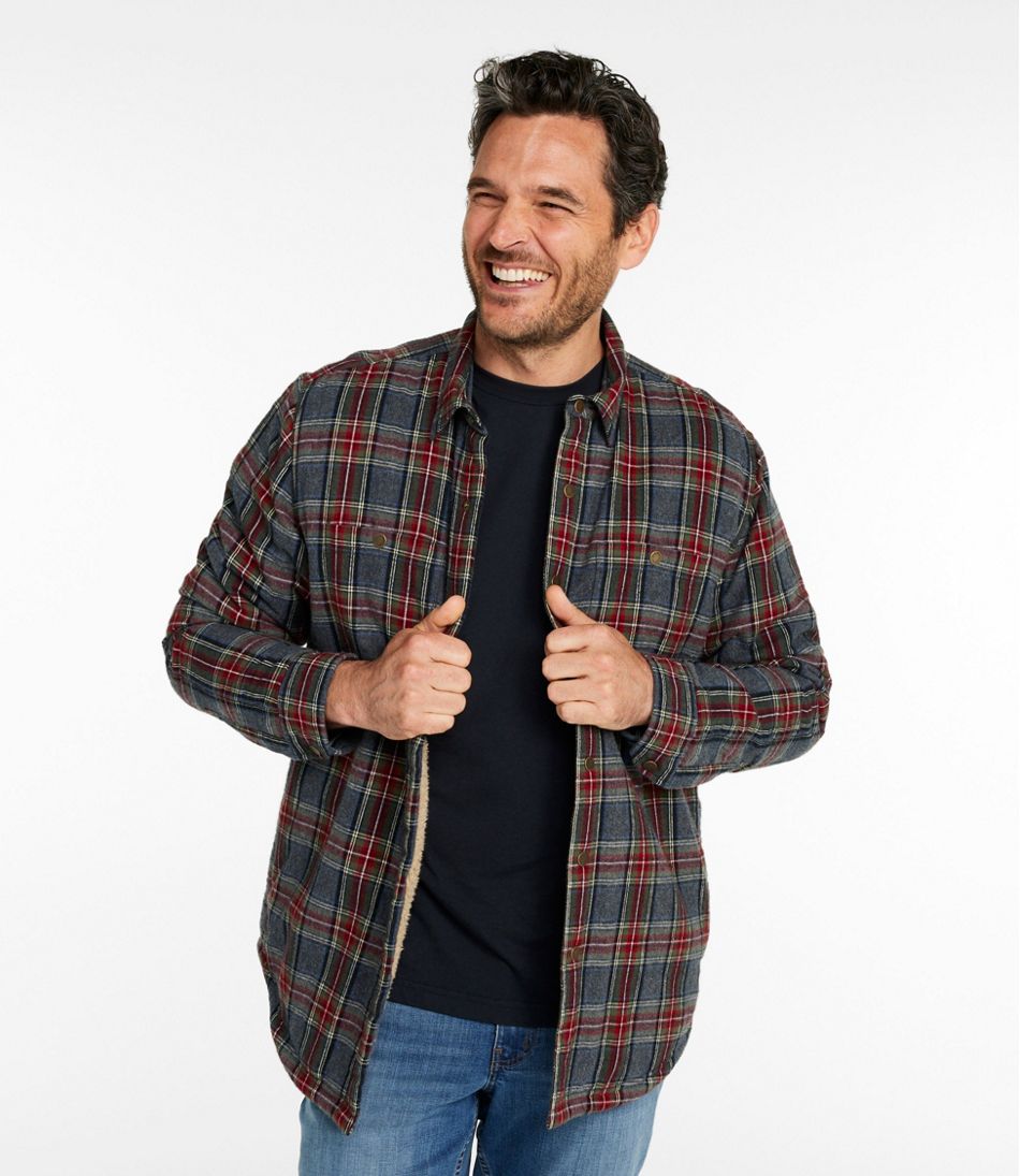 Men's Sherpa-Lined Scotch Plaid Shirt, Slightly Fitted | L.L.Bean Popular