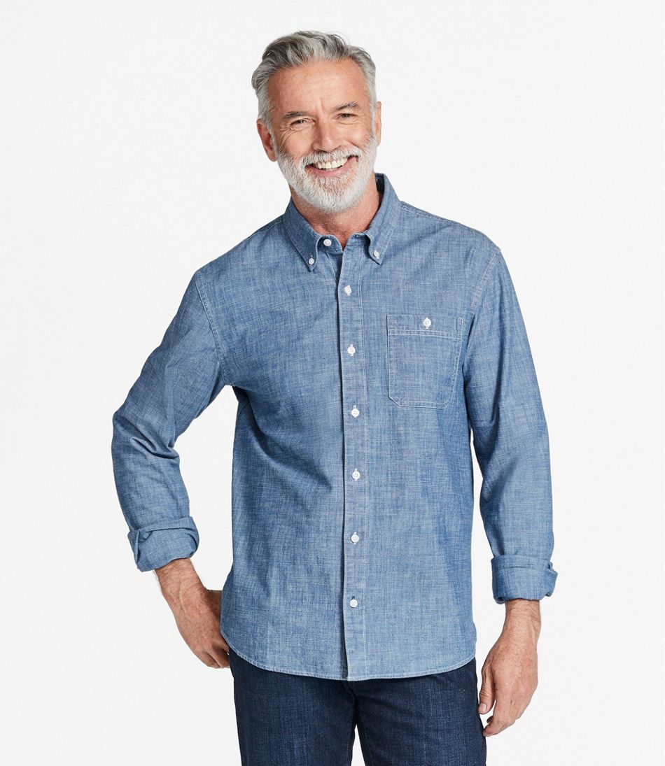 Men's Comfort Stretch® Chambray Shirt, Traditional Untucked Fit, Long-Sleeve | L.L.Bean Classic