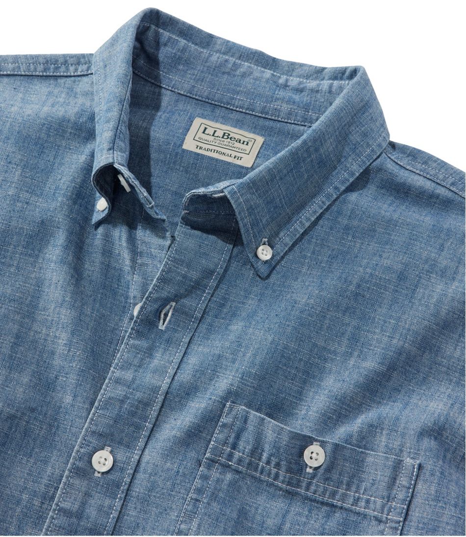 Men's Comfort Stretch® Chambray Shirt, Traditional Untucked Fit, Long-Sleeve | L.L.Bean Classic