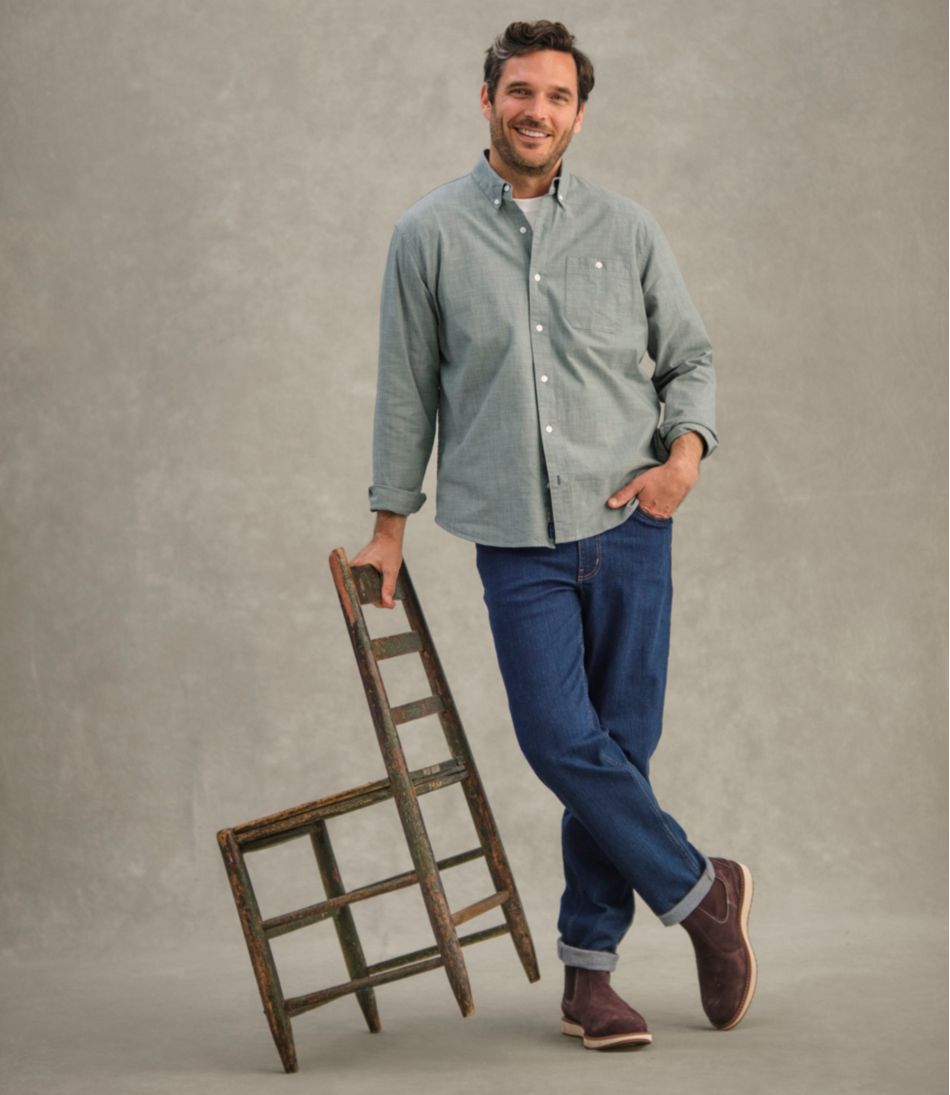 Men's Comfort Stretch® Chambray Shirt, Traditional Untucked Fit, Long-Sleeve | L.L.Bean Classic