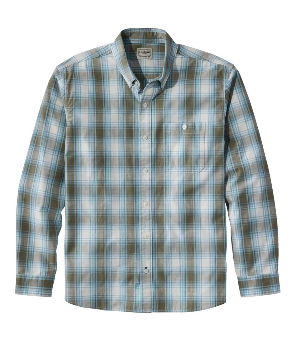 Men's Comfort Stretch® Chambray Shirt, Traditional Untucked Fit, Long-Sleeve, Print | L.L.Bean Great Value