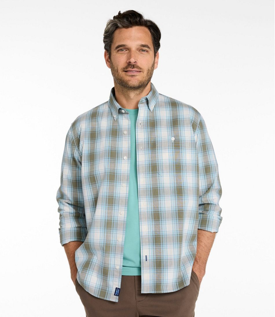 Men's Comfort Stretch® Chambray Shirt, Traditional Untucked Fit, Long-Sleeve, Print | L.L.Bean Great Value
