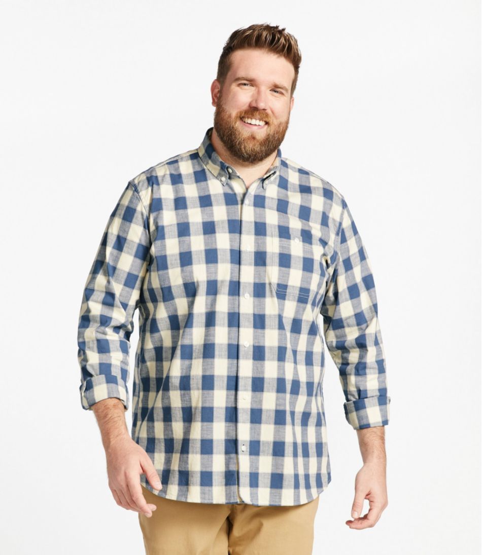 Men's Comfort Stretch® Chambray Shirt, Traditional Untucked Fit, Long-Sleeve, Print | L.L.Bean Great Value