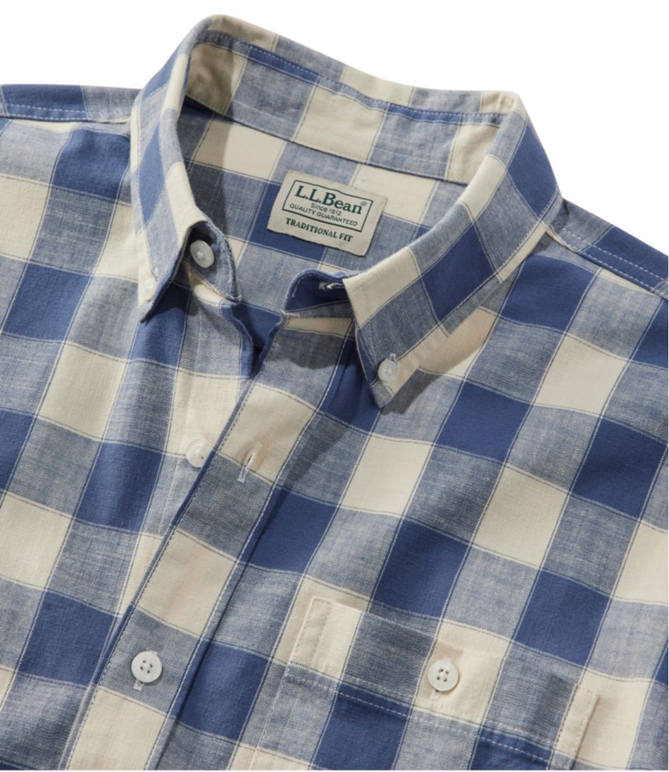 Men's Comfort Stretch® Chambray Shirt, Traditional Untucked Fit, Long-Sleeve, Print | L.L.Bean Great Value