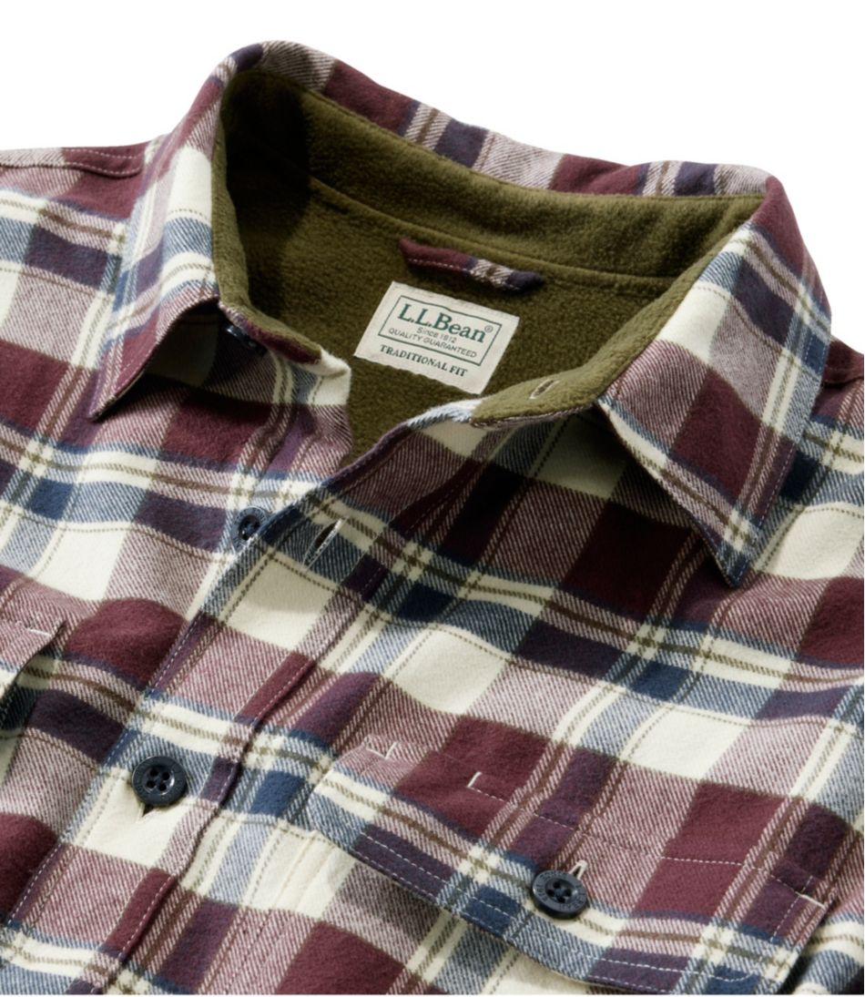 Men's Fleece-Lined Flannel Shirt, Traditional Fit | L.L.Bean Featured