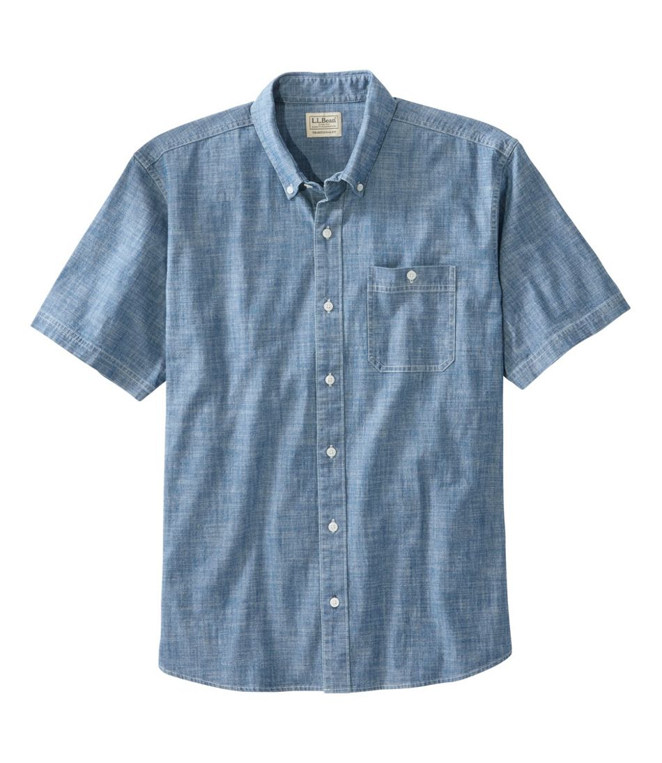Men's Comfort Stretch® Chambray Shirt, Traditional Untucked Fit, Short-Sleeve | L.L.Bean Exclusive