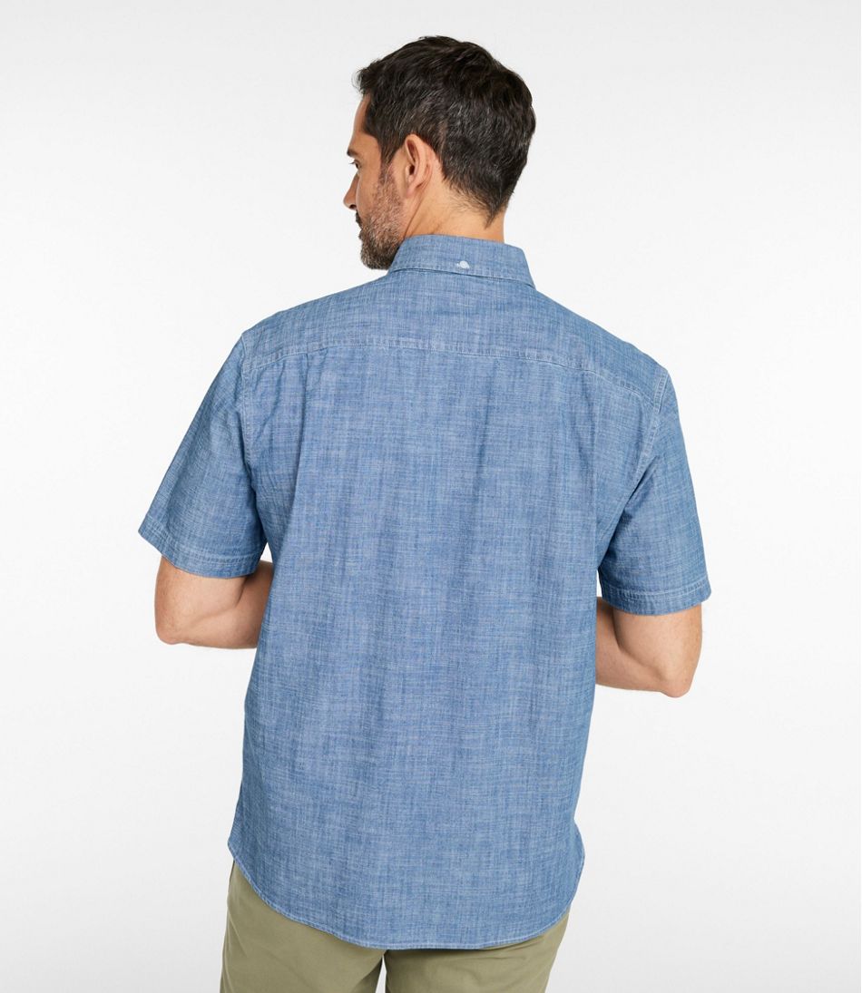 Men's Comfort Stretch® Chambray Shirt, Traditional Untucked Fit, Short-Sleeve | L.L.Bean Exclusive