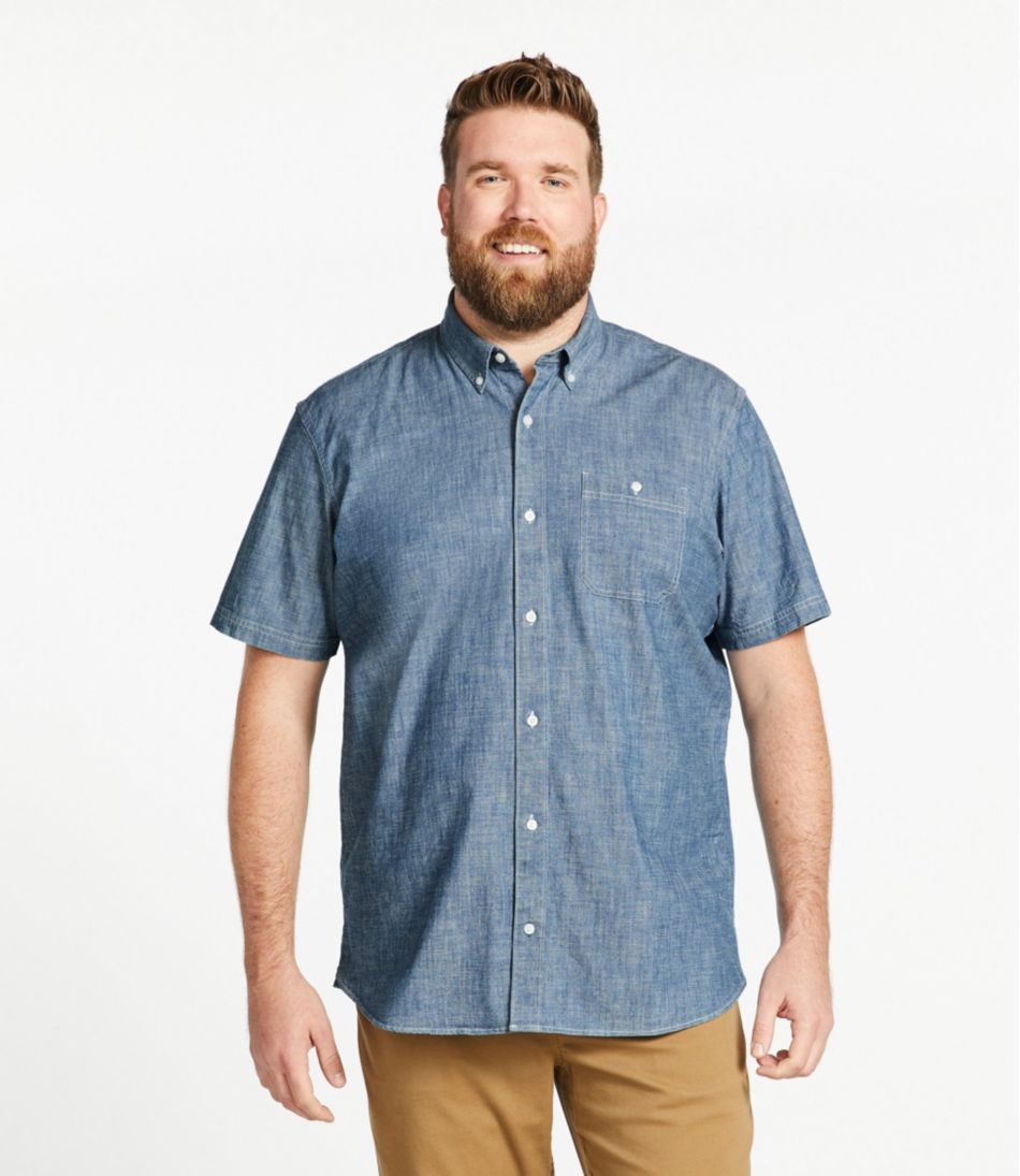 Men's Comfort Stretch® Chambray Shirt, Traditional Untucked Fit, Short-Sleeve | L.L.Bean Exclusive
