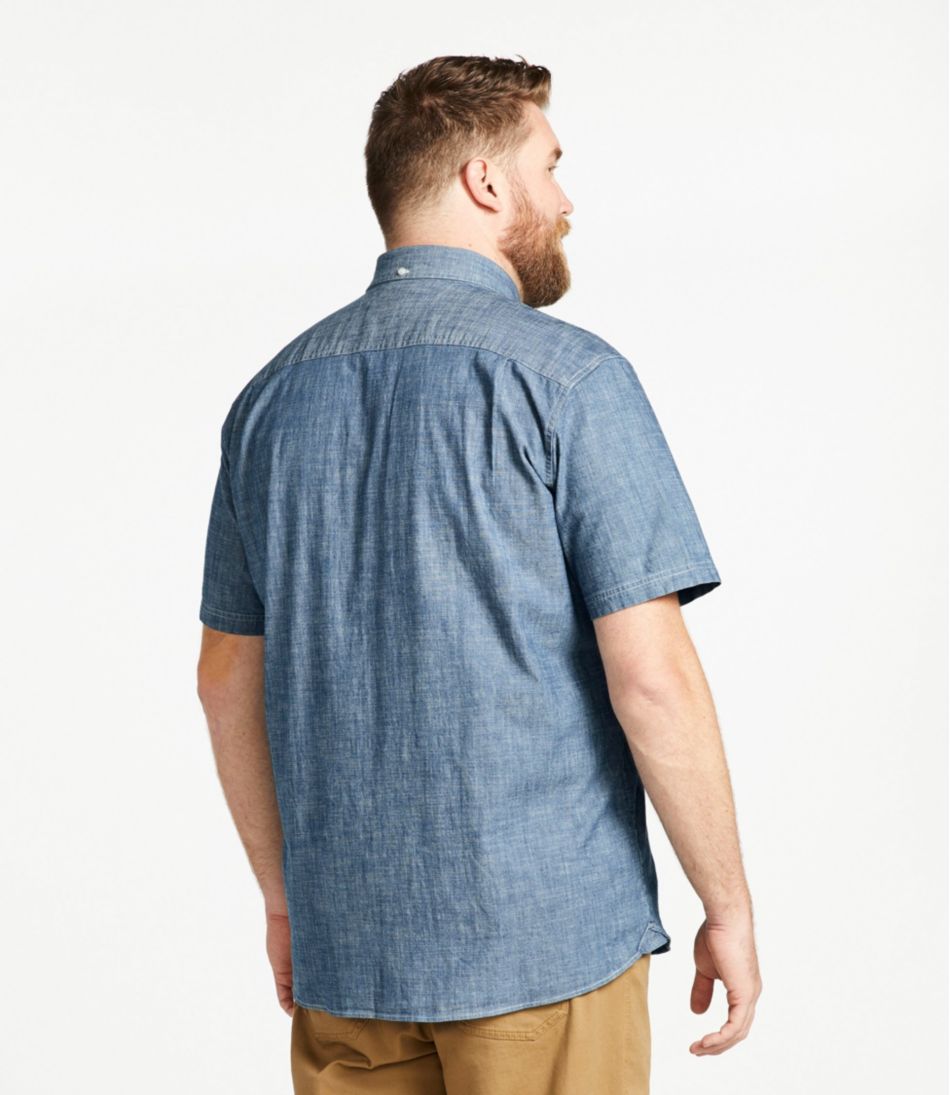 Men's Comfort Stretch® Chambray Shirt, Traditional Untucked Fit, Short-Sleeve | L.L.Bean Exclusive