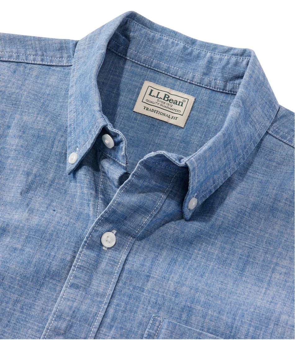 Men's Comfort Stretch® Chambray Shirt, Traditional Untucked Fit, Short-Sleeve | L.L.Bean Exclusive