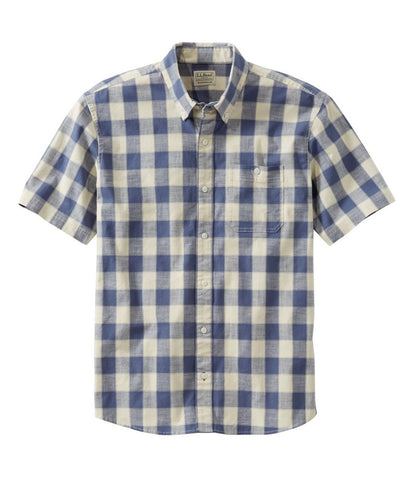 Men's Comfort Stretch® Chambray Shirt, Traditional Untucked Fit, Short-Sleeve, Plaid | L.L.Bean Everyday