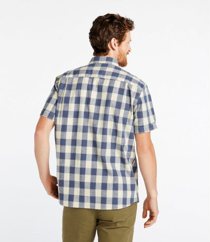 Men's Comfort Stretch® Chambray Shirt, Traditional Untucked Fit, Short-Sleeve, Plaid | L.L.Bean Everyday