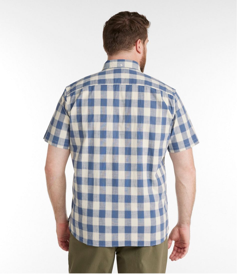 Men's Comfort Stretch® Chambray Shirt, Traditional Untucked Fit, Short-Sleeve, Plaid | L.L.Bean Everyday