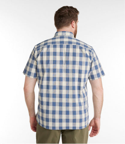 Men's Comfort Stretch® Chambray Shirt, Traditional Untucked Fit, Short-Sleeve, Plaid | L.L.Bean Everyday