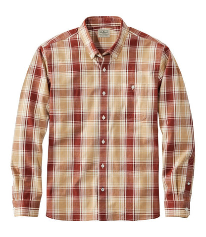 Men's Comfort Stretch® Chambray Shirt, Long-Sleeve, Slightly Fitted Untucked Fit, Plaid | L.L.Bean Trending