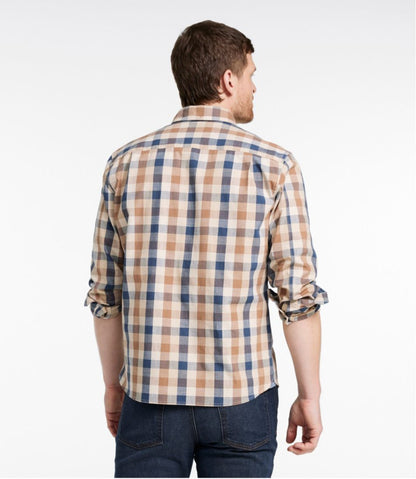 Men's Comfort Stretch® Chambray Shirt, Long-Sleeve, Slightly Fitted Untucked Fit, Plaid | L.L.Bean Trending