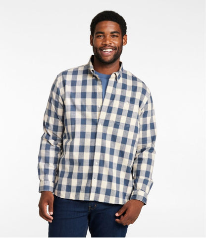 Men's Comfort Stretch® Chambray Shirt, Long-Sleeve, Slightly Fitted Untucked Fit, Plaid | L.L.Bean Trending