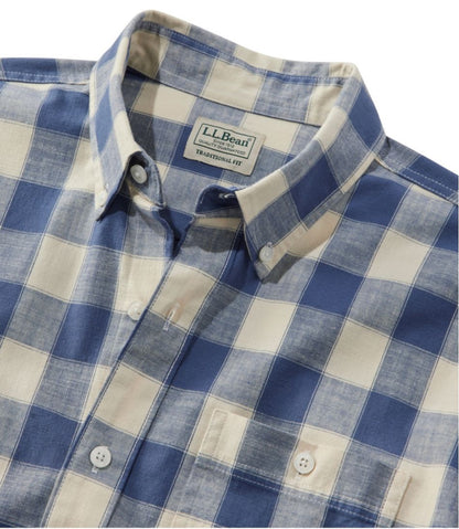 Men's Comfort Stretch® Chambray Shirt, Long-Sleeve, Slightly Fitted Untucked Fit, Plaid | L.L.Bean Trending