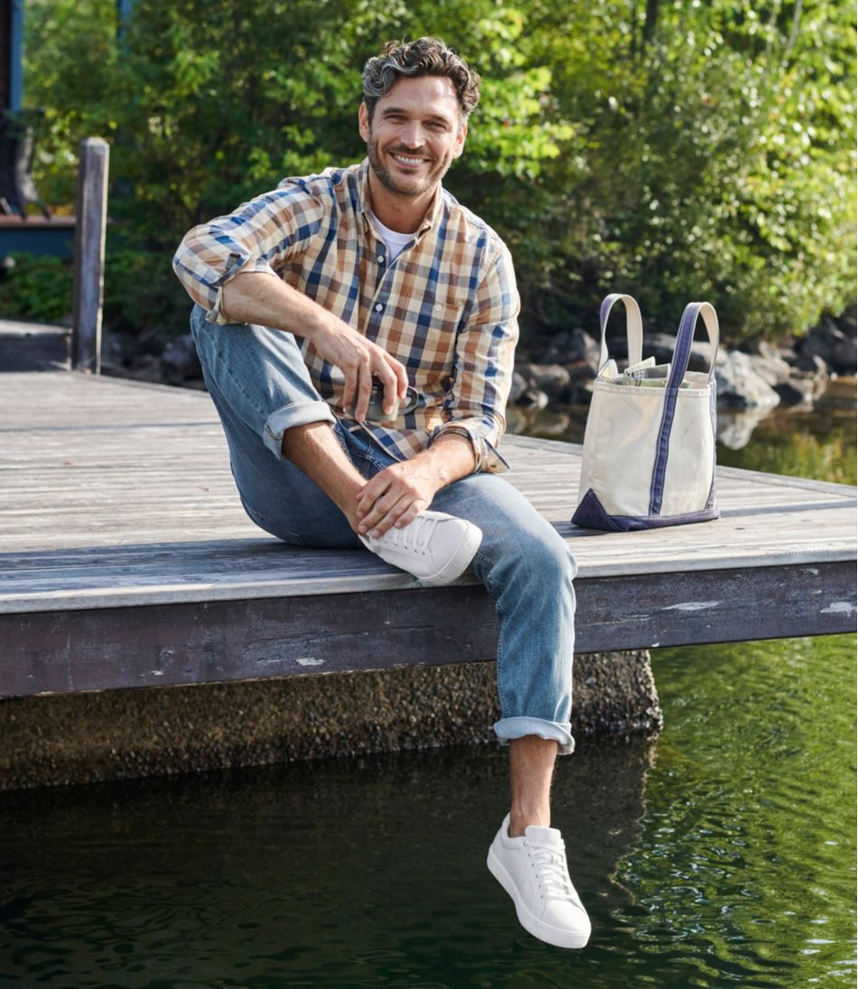 Men's Comfort Stretch® Chambray Shirt, Long-Sleeve, Slightly Fitted Untucked Fit, Plaid | L.L.Bean Trending
