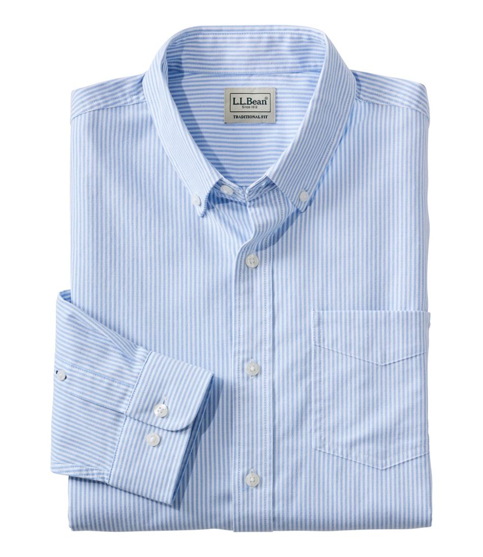 Men's Comfort Stretch Oxford Shirt, Traditional Untucked Fit, Stripe | L.L.Bean Classic