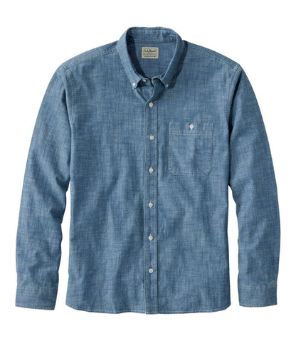 Men's Comfort Stretch® Chambray Shirt, Long-Sleeve, Slightly Fitted Untucked Fit | L.L.Bean Popular