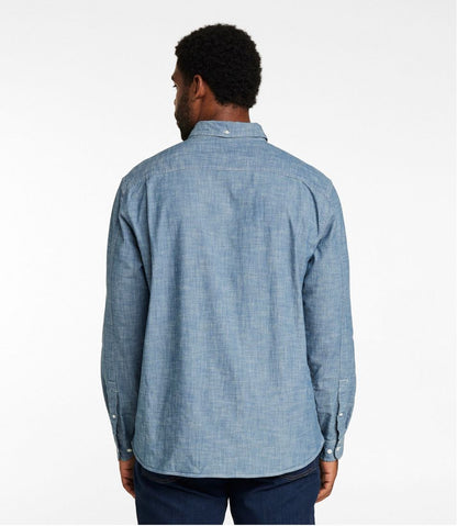 Men's Comfort Stretch® Chambray Shirt, Long-Sleeve, Slightly Fitted Untucked Fit | L.L.Bean Popular