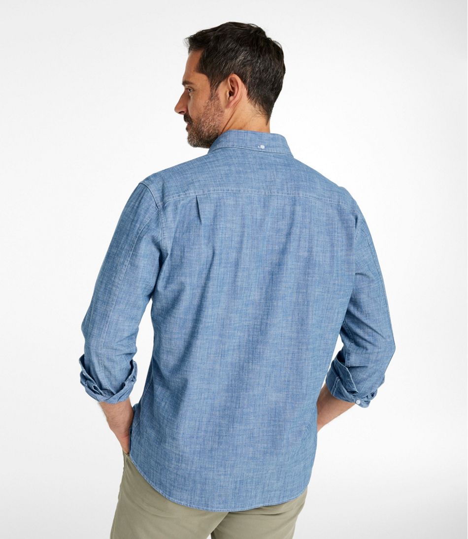 Men's Comfort Stretch® Chambray Shirt, Long-Sleeve, Slightly Fitted Untucked Fit | L.L.Bean Popular
